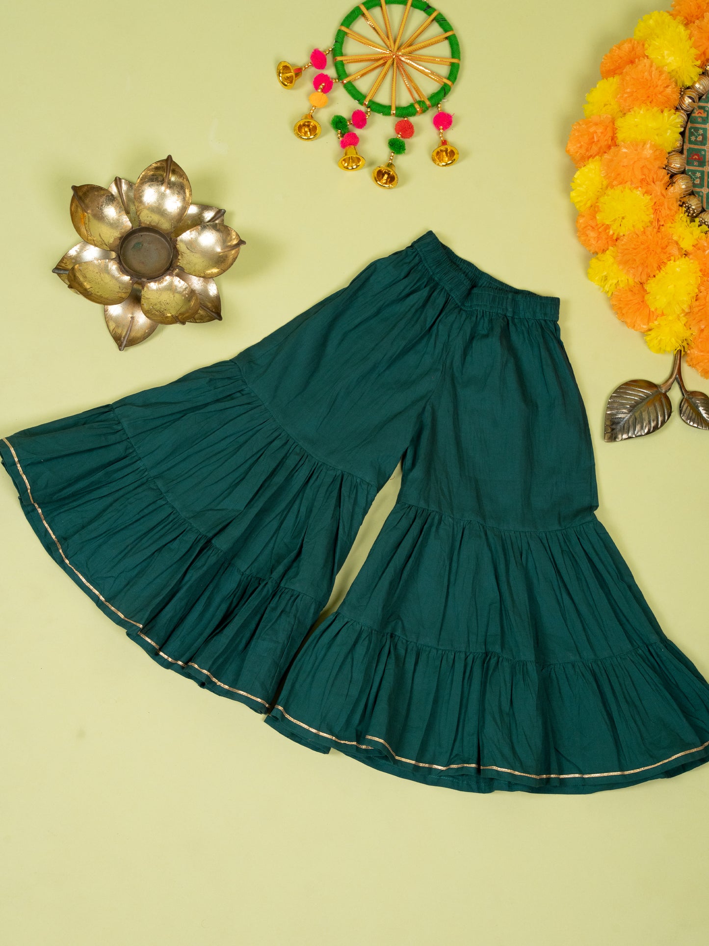 Orange Banarasi Chanderi Kurta Shrara Dupatta Set For Girls