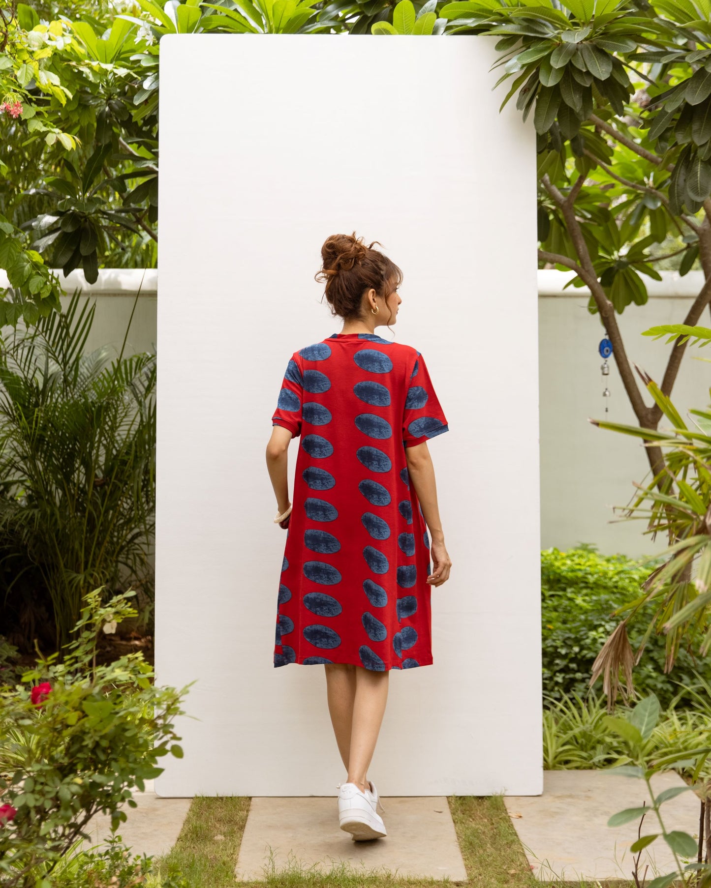 Red Cotton Dress For Women's