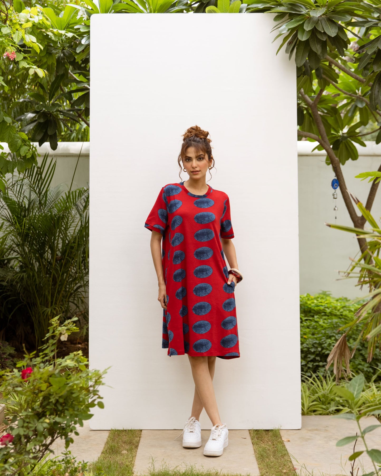 Red Cotton Dress For Women's