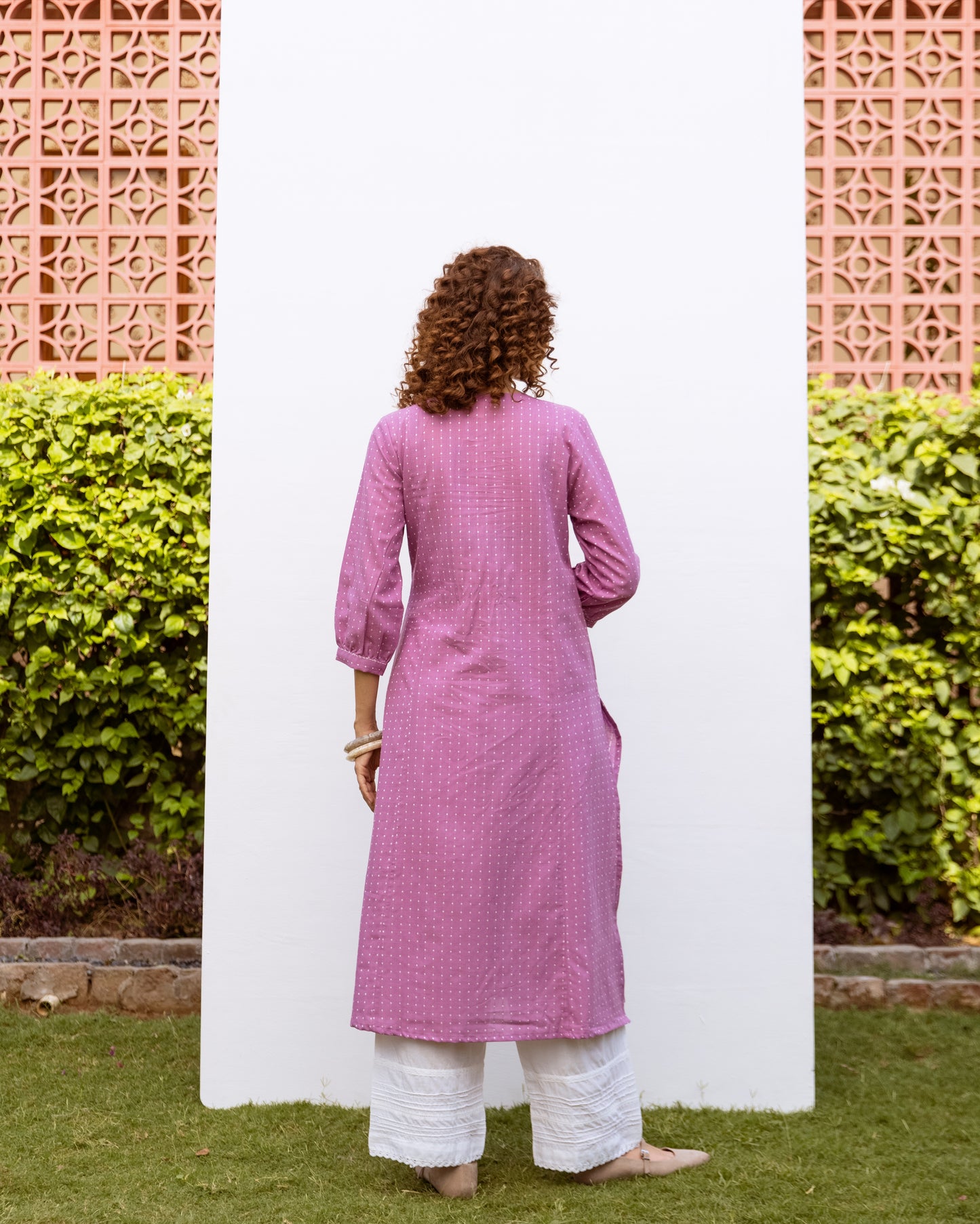 Purple Handloom Round A Line Kurta For Women's