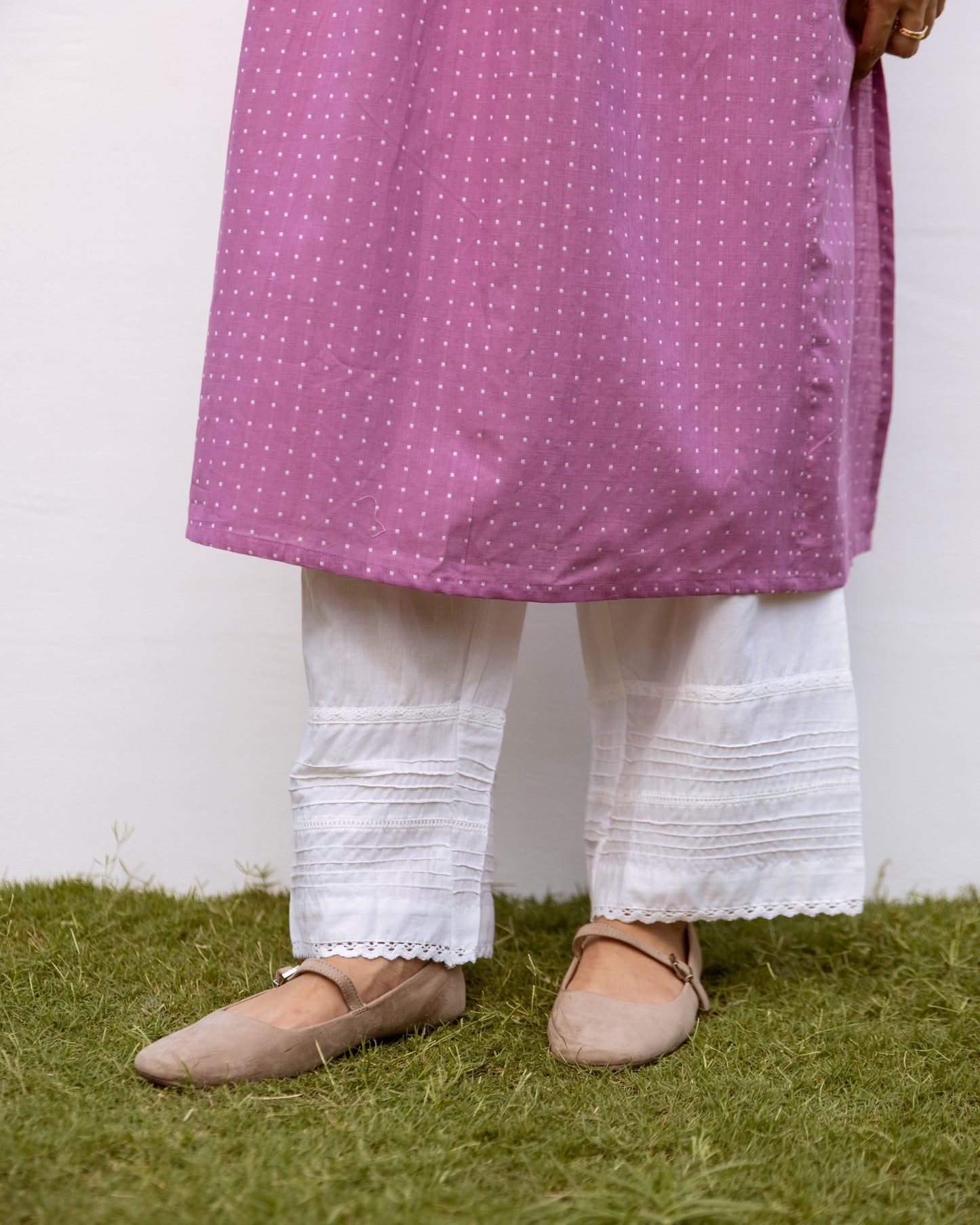 Purple Handloom Round A Line Kurta For Women's
