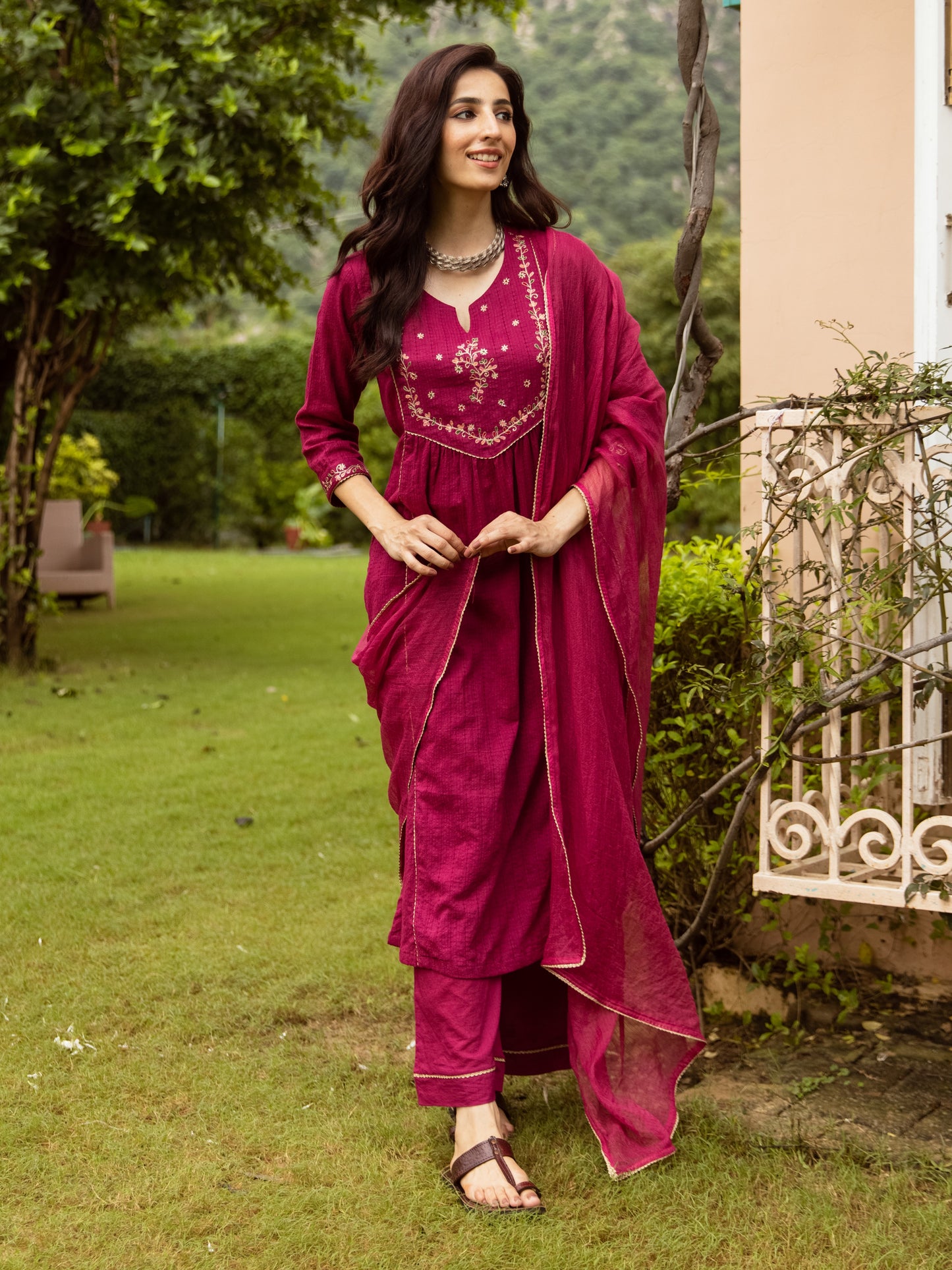 Falsa Cotton Dobby Complete Suit Set For Women's