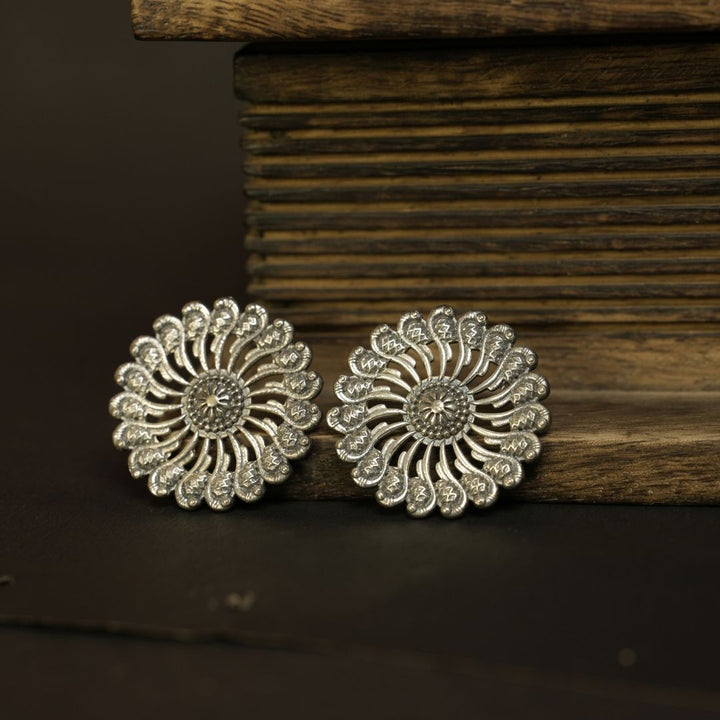Silver Floral Stud Earrings