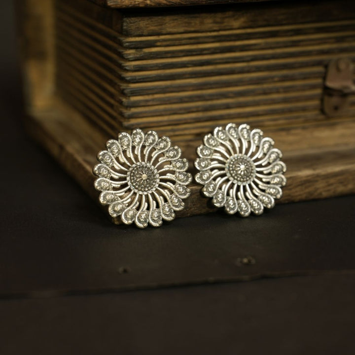 Silver Floral Stud Earrings