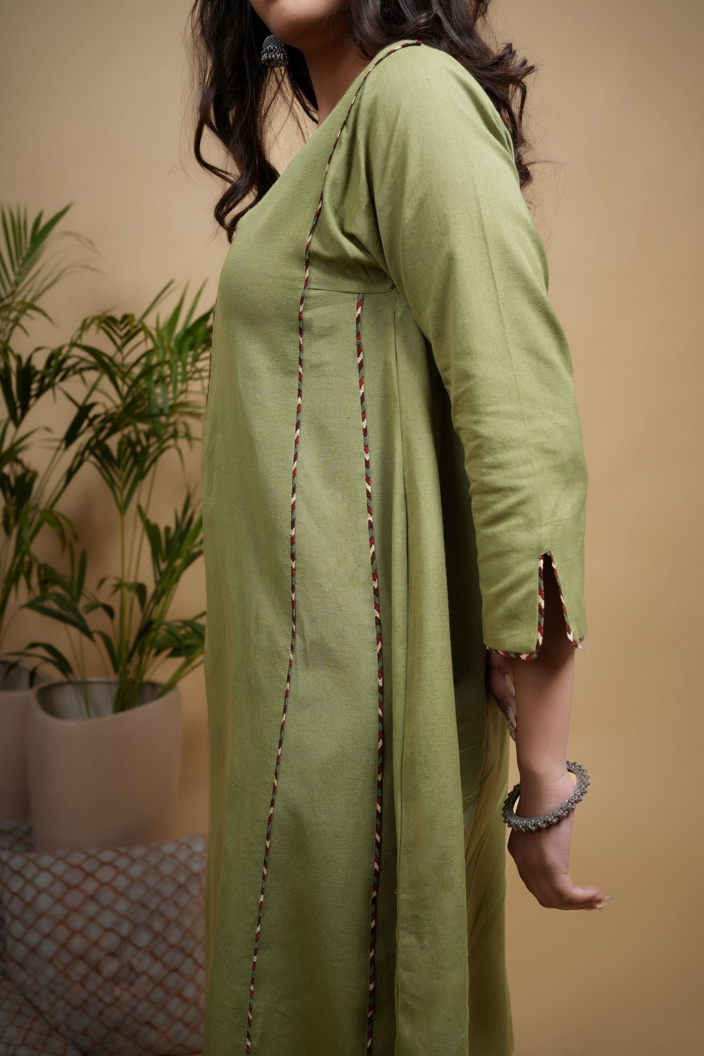 Green Kurta-Flex Pant & Dupatta -Cotton Full- Set