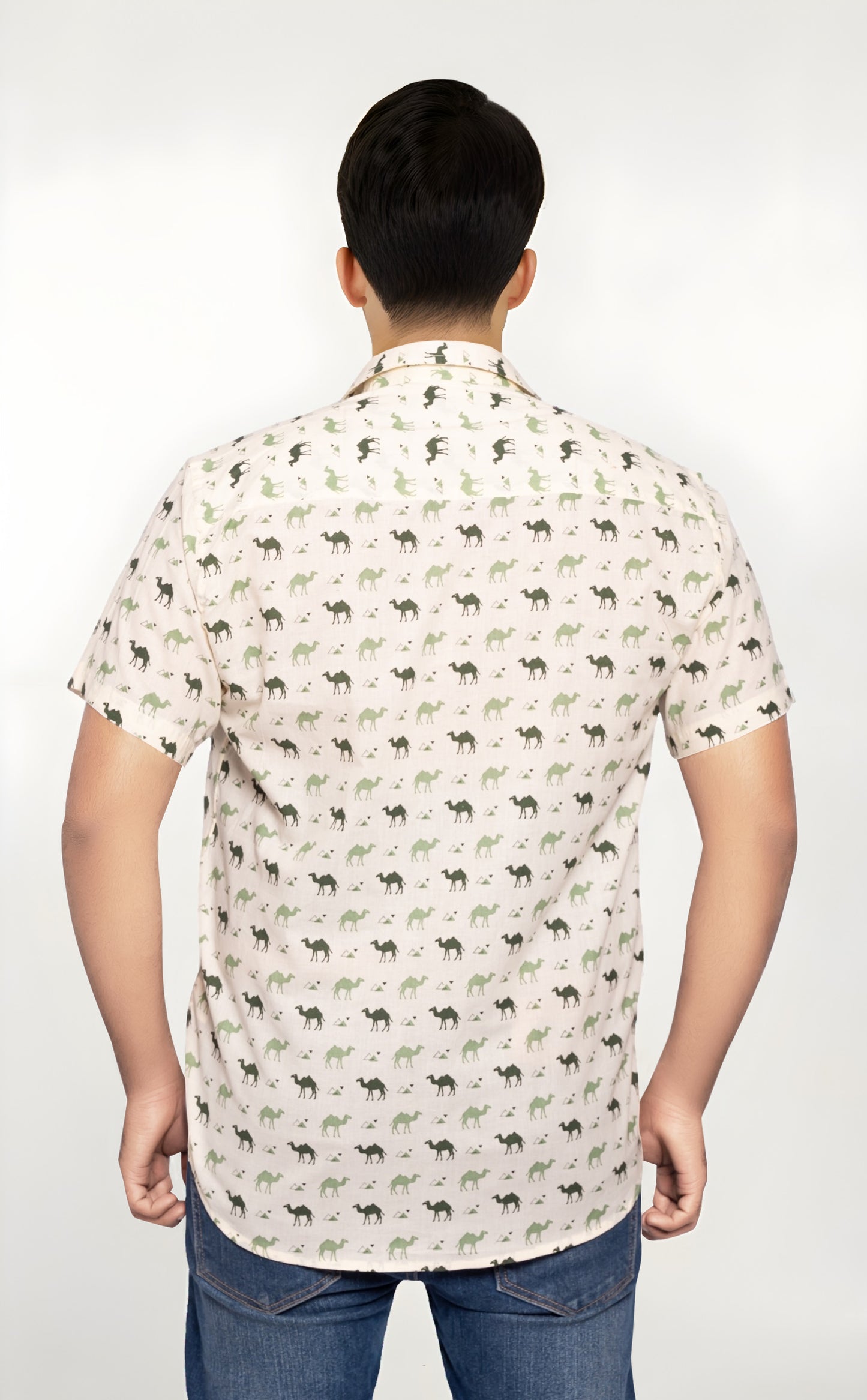 Off White Men's Shirt with Camel Print