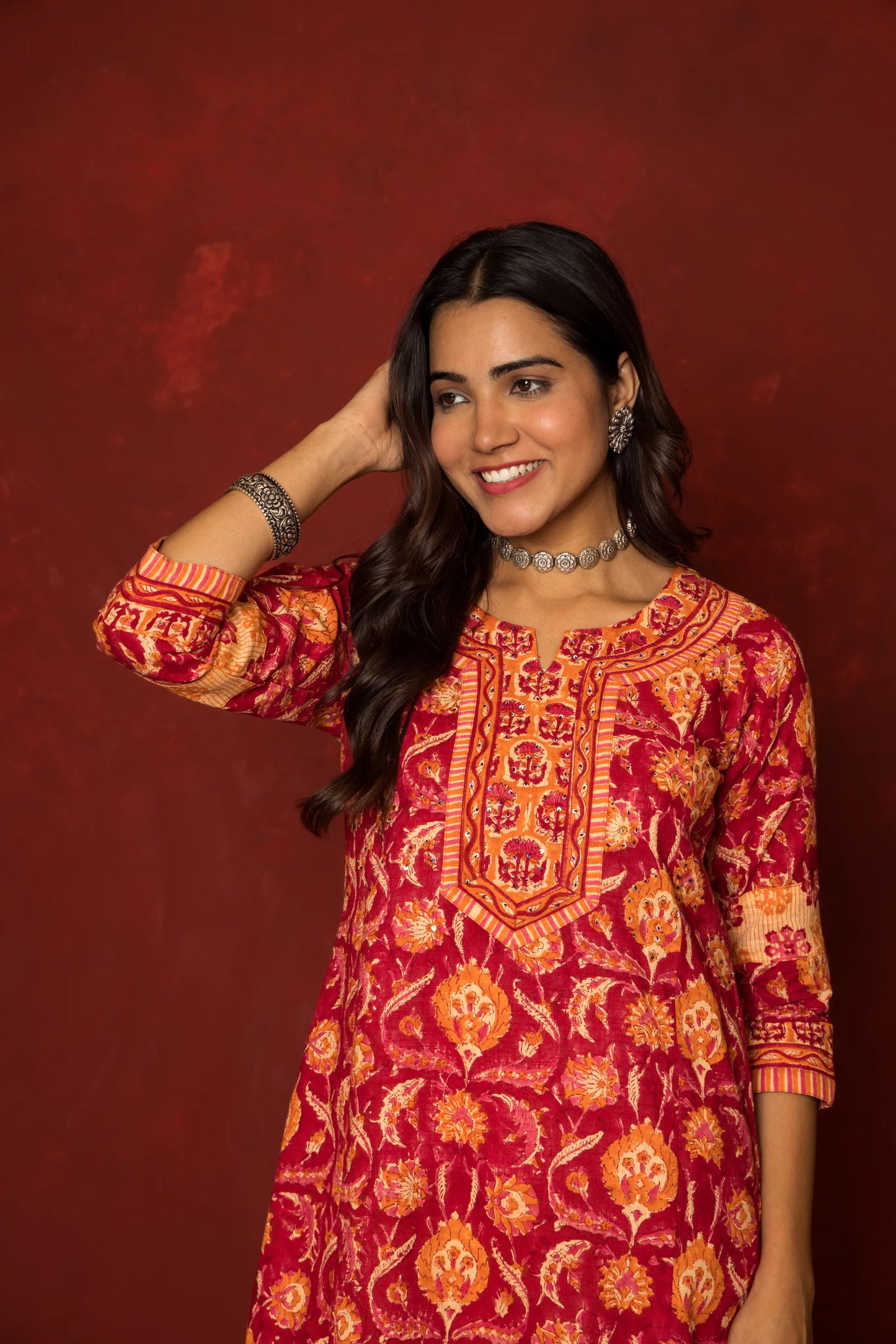 Falsa Cotton Handblock Printed Kurta Dupatta Set For Women's