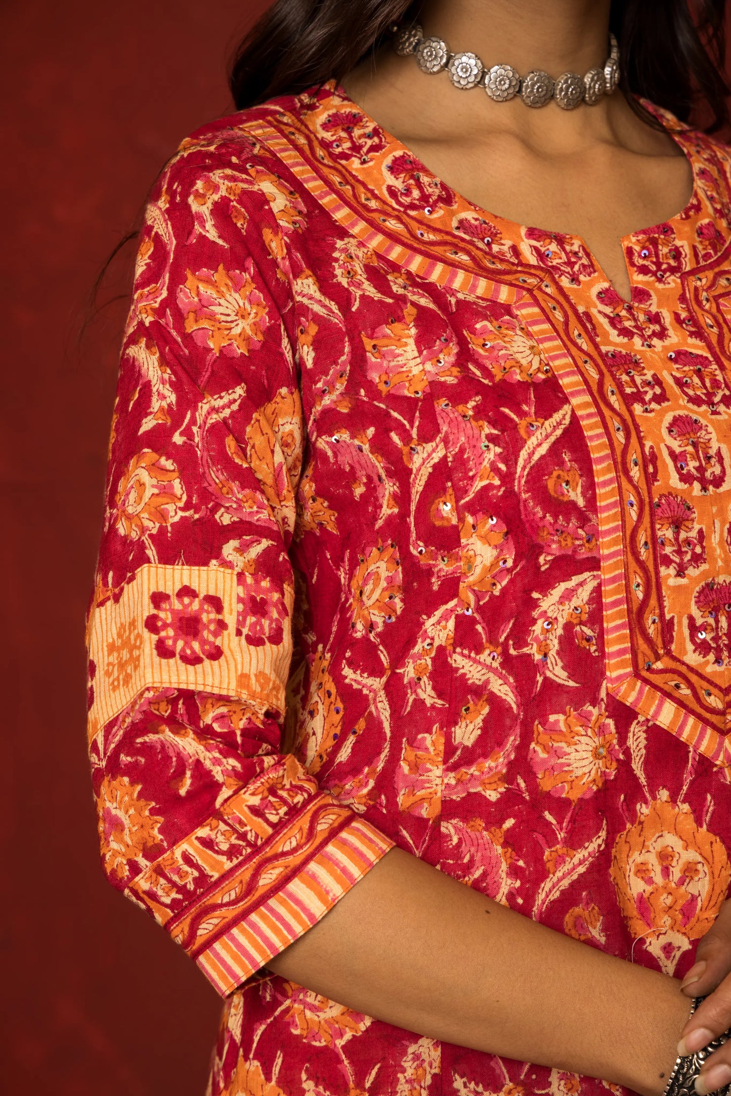 Falsa Cotton Handblock Printed Kurta Dupatta Set For Women's