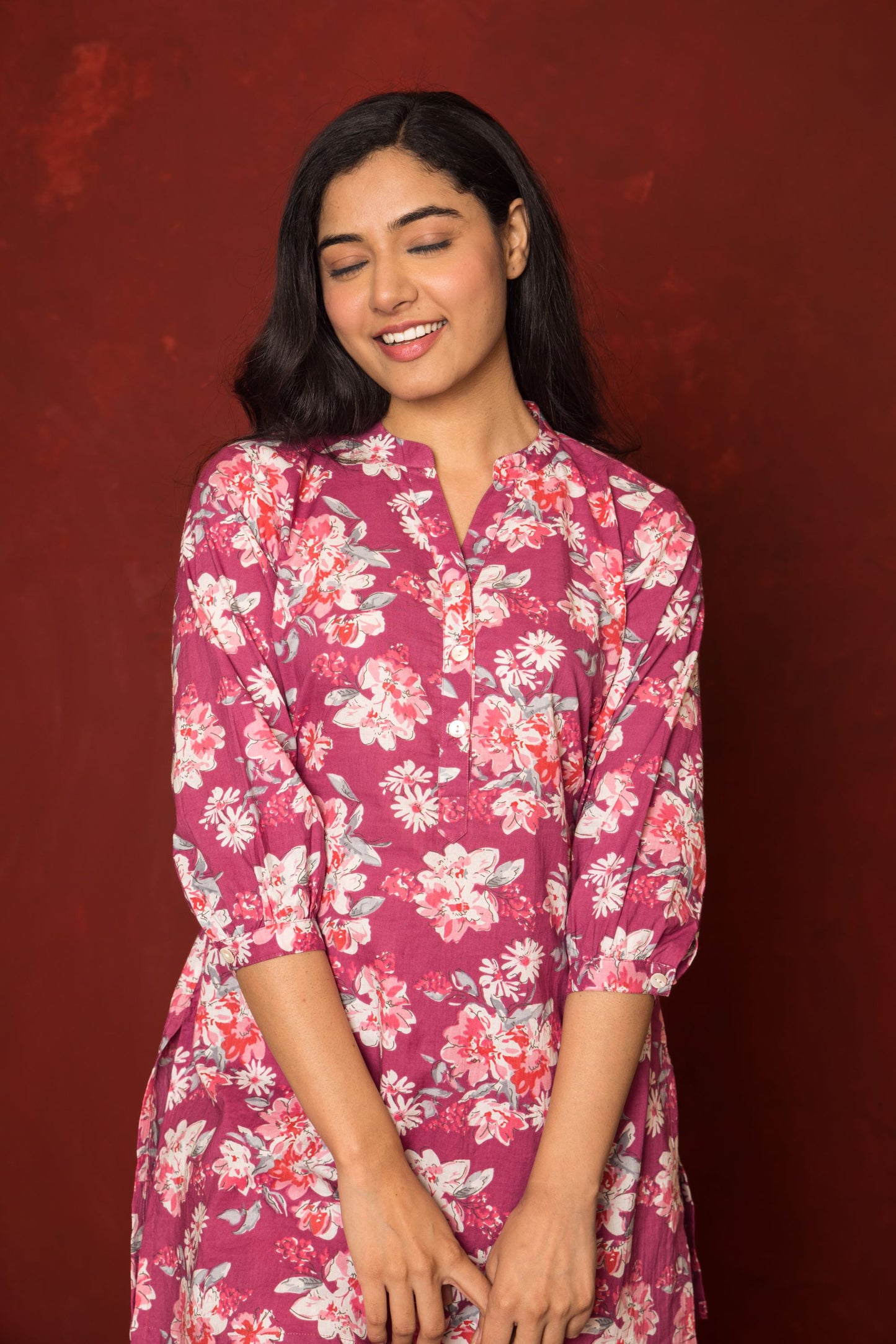 Pink Cotton Floral Printed Co-Ord Set For Women's