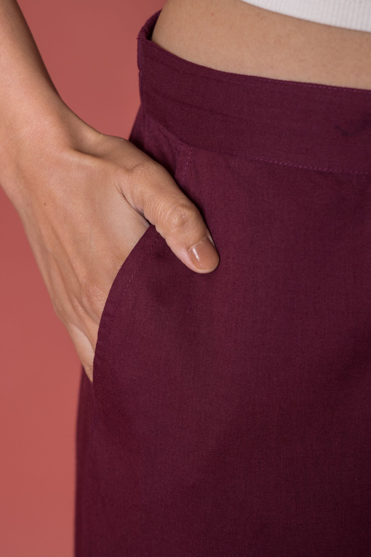 Wine Cotton Palazzo For Women's