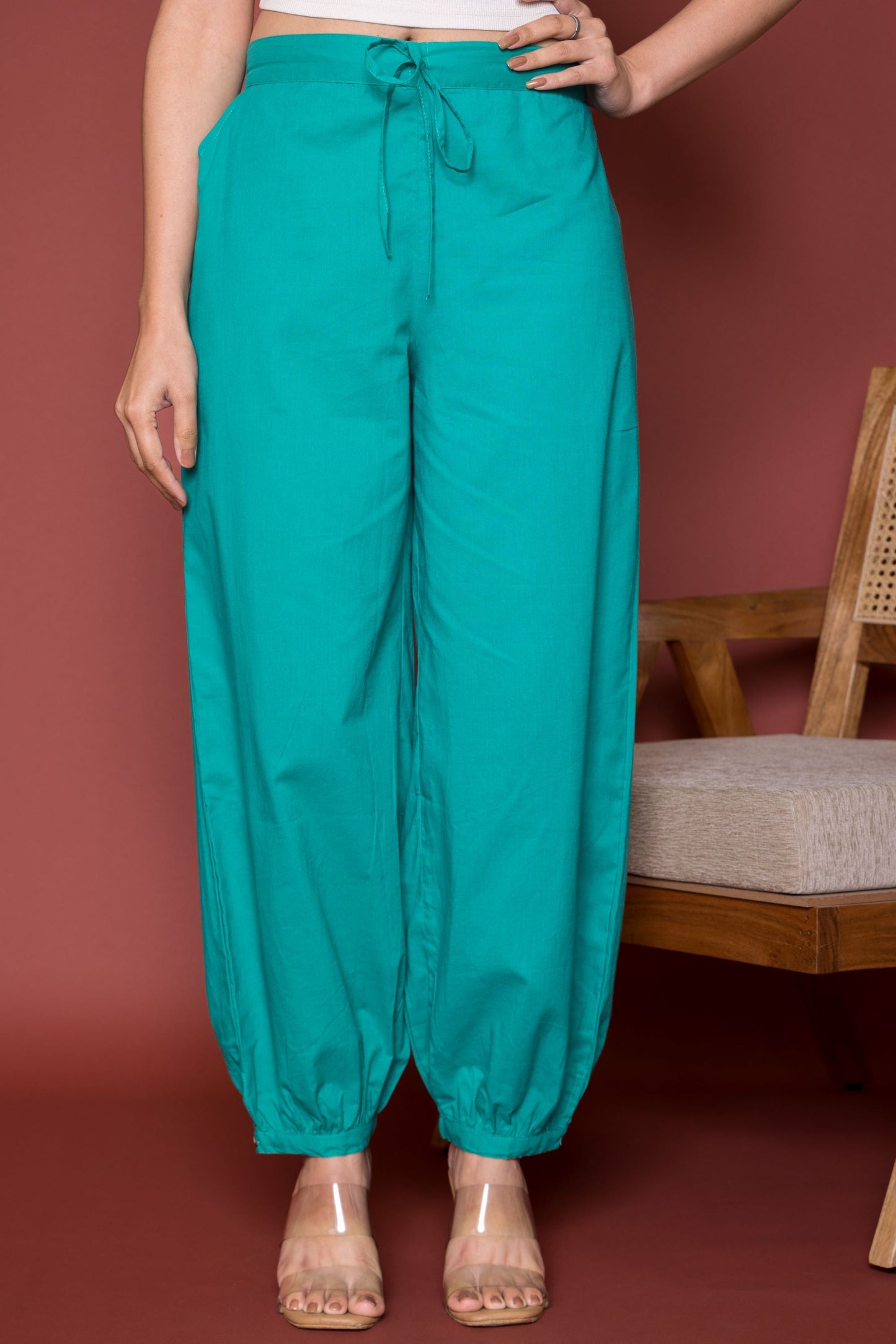 Rama Green Cotton Dhoti For Women's