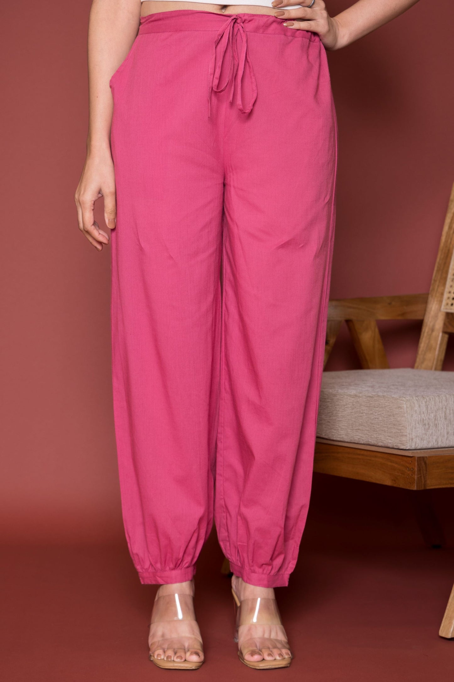 Rose Pink Cotton Dhoti For Women's