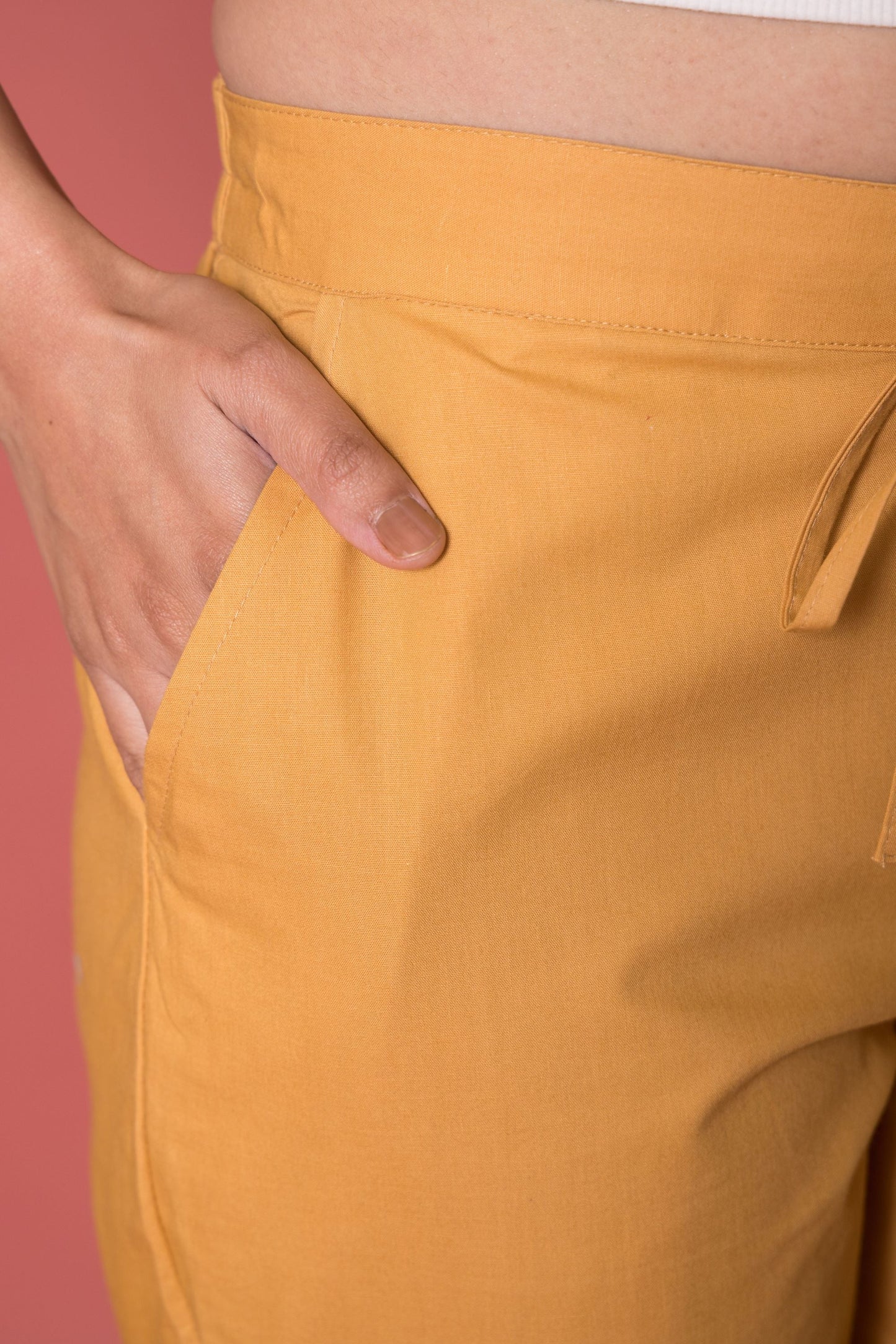 Light Beige Cotton Pants For Women's