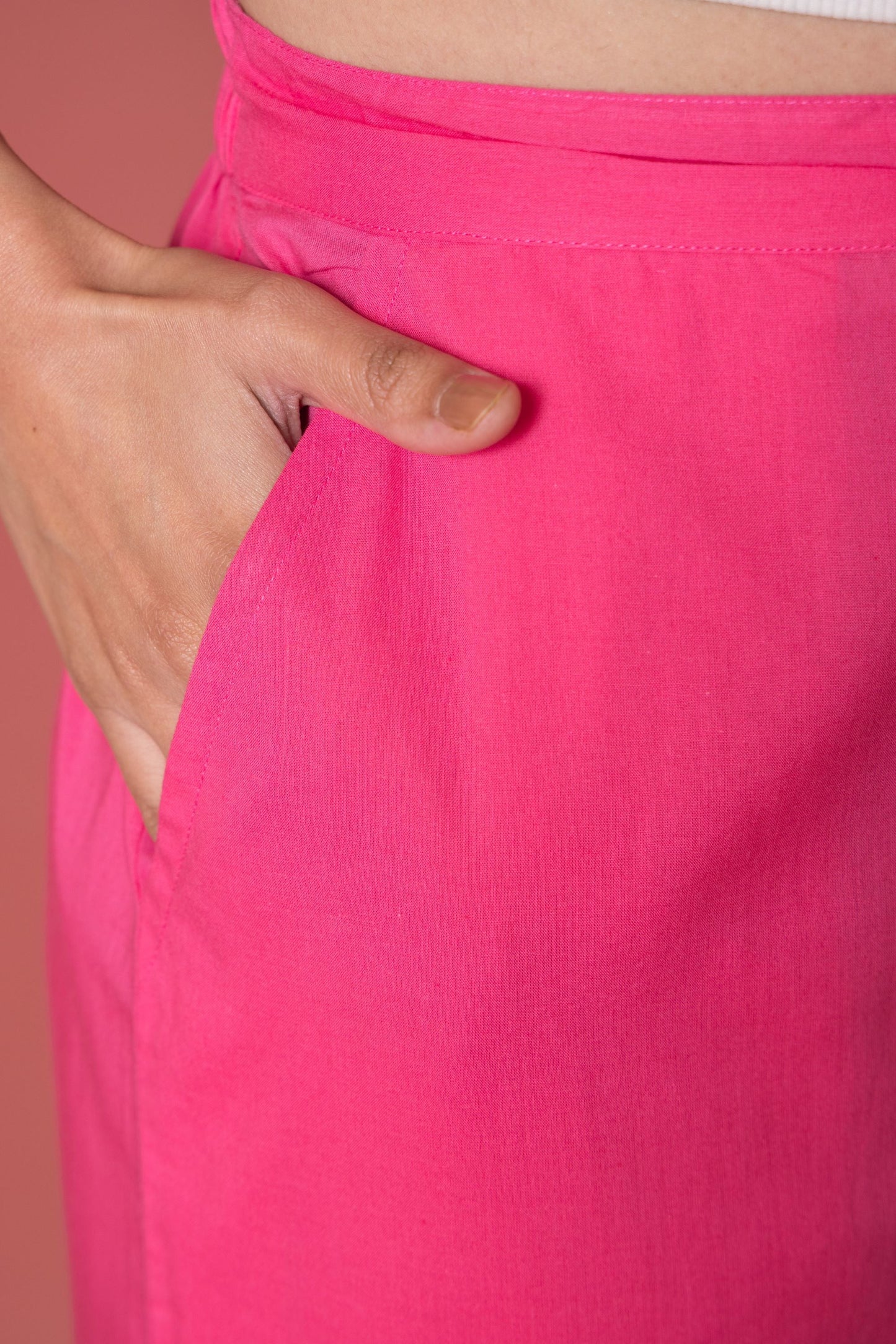 '-Bubblegum Cotton Palazzo For Women's
