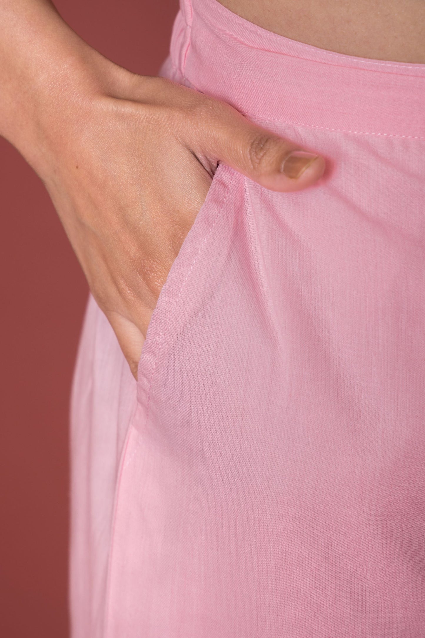 Baby Pink Cotton Palazzo For Women's
