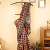 Wine Cotton Hand Kantha Saree