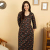 Black Colour Cotton Round With V-Neck Jaal Print Kurta For Women's