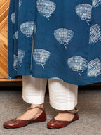 Indigo Colour Cotton Indigo Print Kurta For Women's