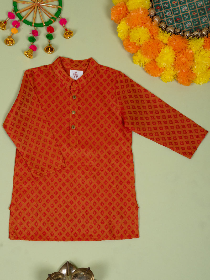 Red Banarasi Kurta For Boys