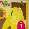 Green Cotton Kurta Salwar with Dupatta Set For Kids