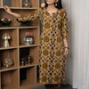 Beige Colour Cotton Round With V-Neck Abstract Print Kurta For Women's