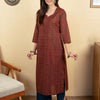 Brick Red Colour Cotton Round With V-Neck Abstract Print Kurta For Women's