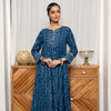 Indigo Cotton Round Neck Kurta For Women's
