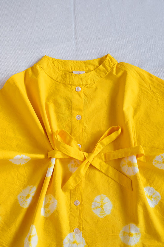 Yellow Handdone Bhandhej Kaftan-Kids Bandhani