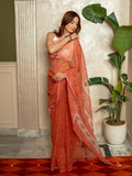 Coral Pink Kota Doria Saree