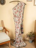 Beige Cotton Modal Block Print Saree