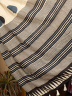 White Cotton Modal Block Print Saree