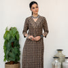Dark Gray Colour Cotton Daabu Print,Kantha And Mirror Work Kurta For Women's