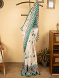 Cream  Chanderi Block Printed Saree