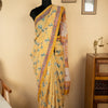 Yellow Chanderi Block Print Saree
