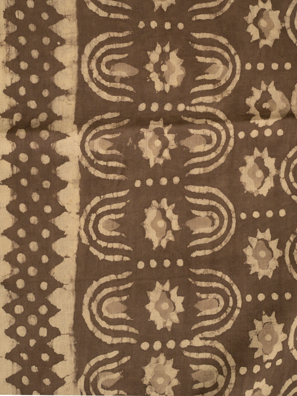 Greenish Beige Cotton Block Printed Saree
