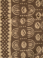 Greenish Beige Cotton Block Printed Saree