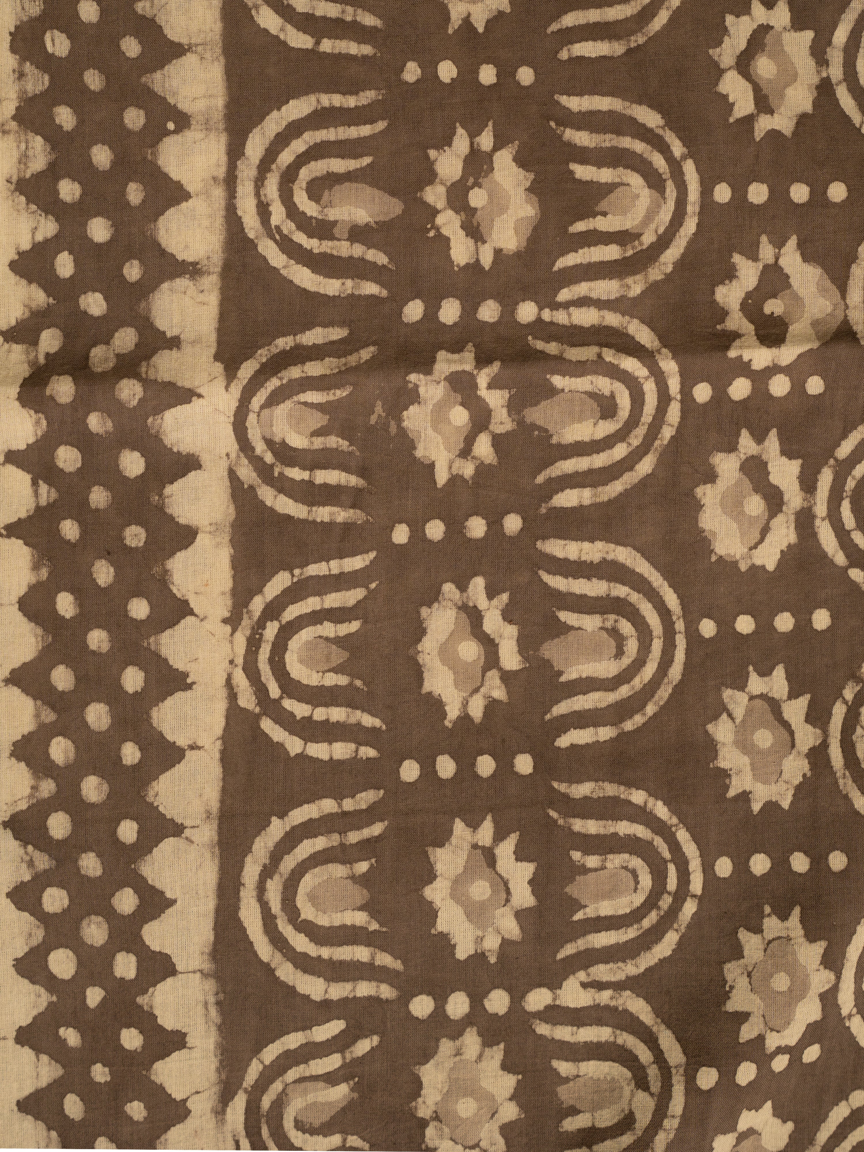 Greenish Beige Cotton Block Printed Saree