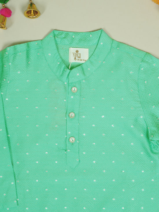 Green Banarasi Kurta For Boys