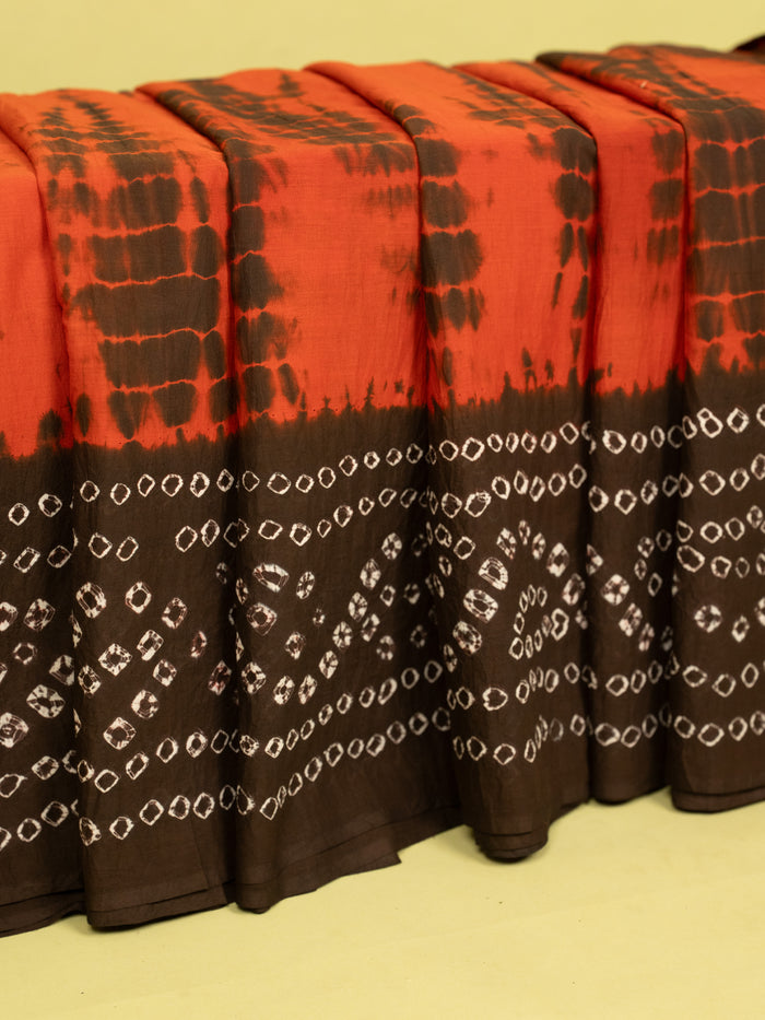 Red Cotton Block Printed Saree