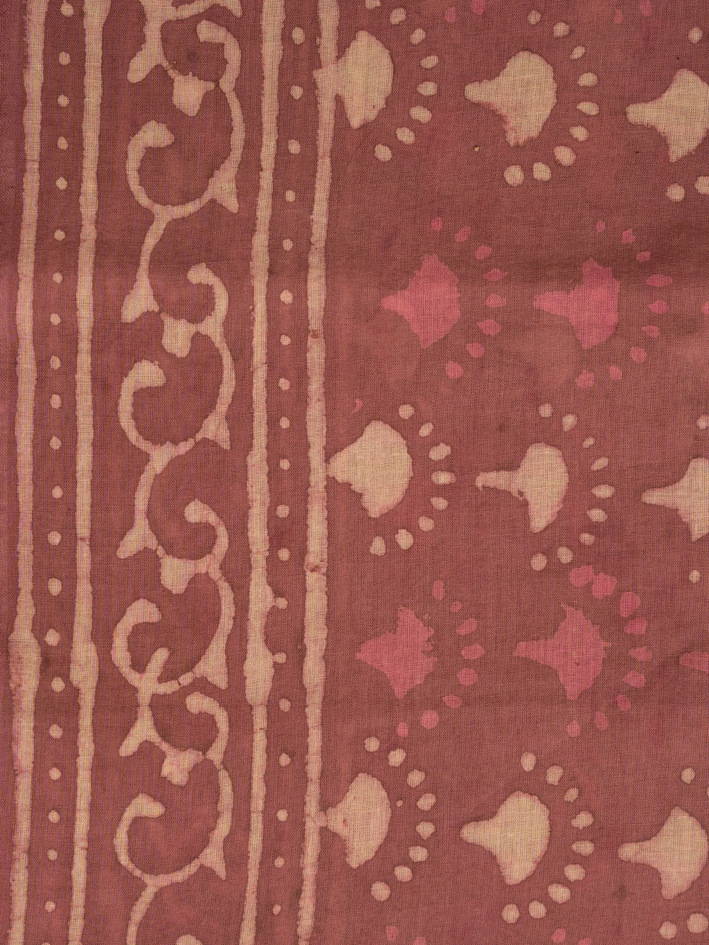 Coral Pink Cotton Block Printed Saree