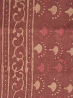 Coral Pink Cotton Block Printed Saree