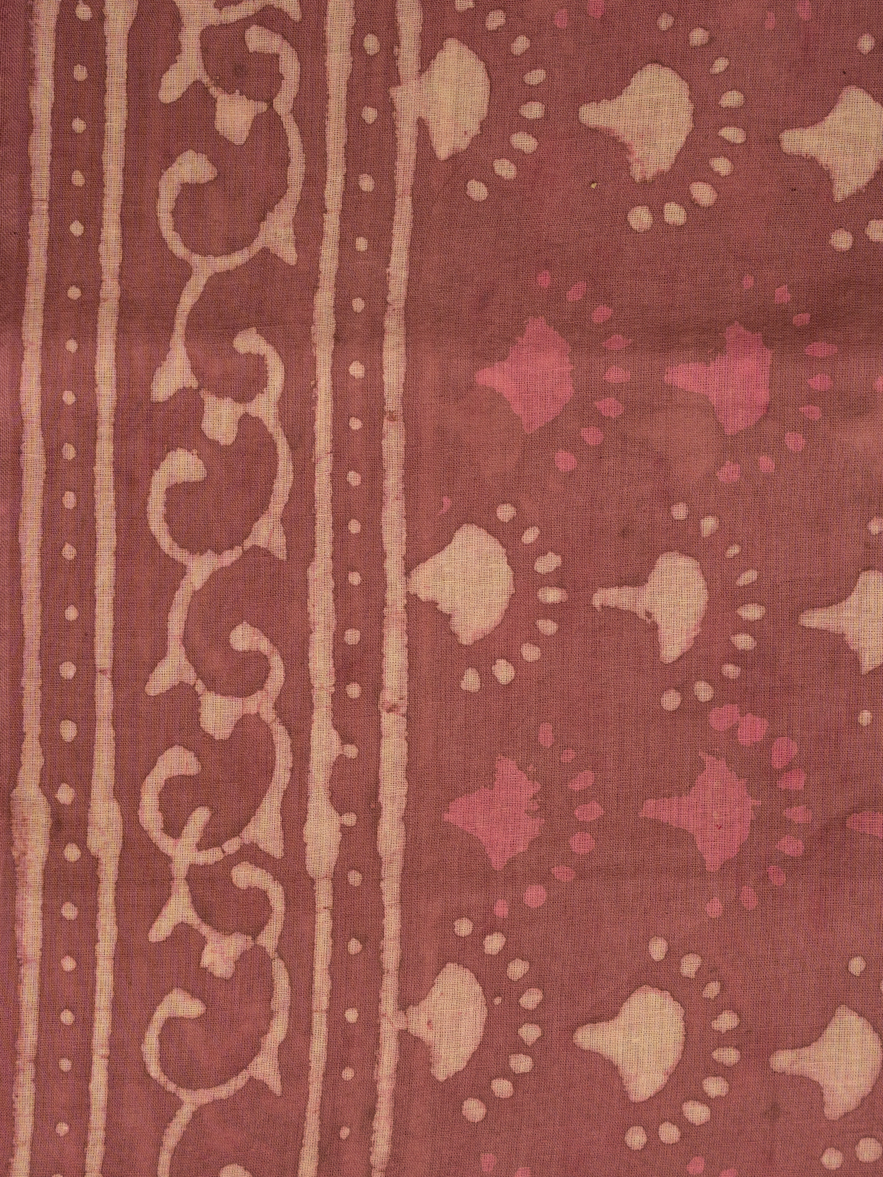 Coral Pink Cotton Block Printed Saree
