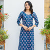 Blue Printed Cotton Kurta For Women's