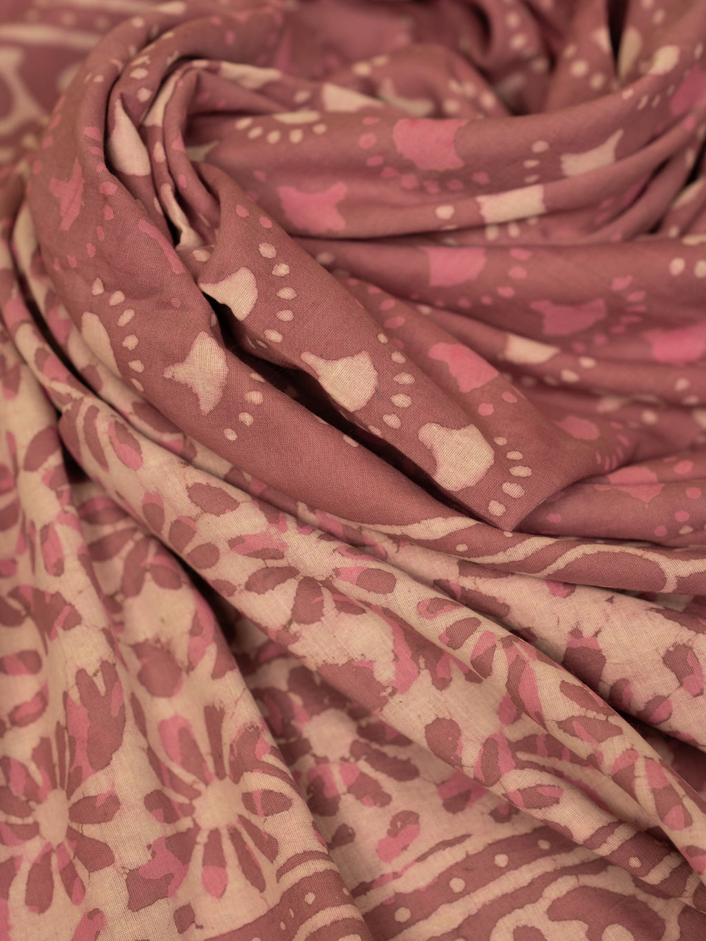 Coral Pink Cotton Block Printed Saree