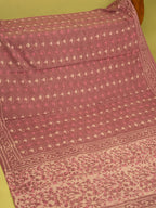 Coral Pink Cotton Block Printed Saree
