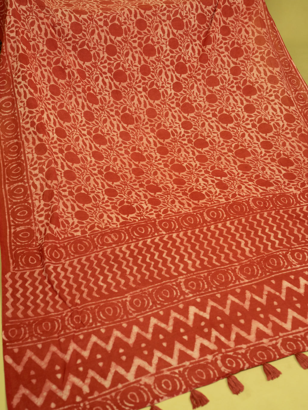 Candy Pink Cotton Block Printed Saree