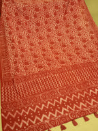 Candy Pink Cotton Block Printed Saree