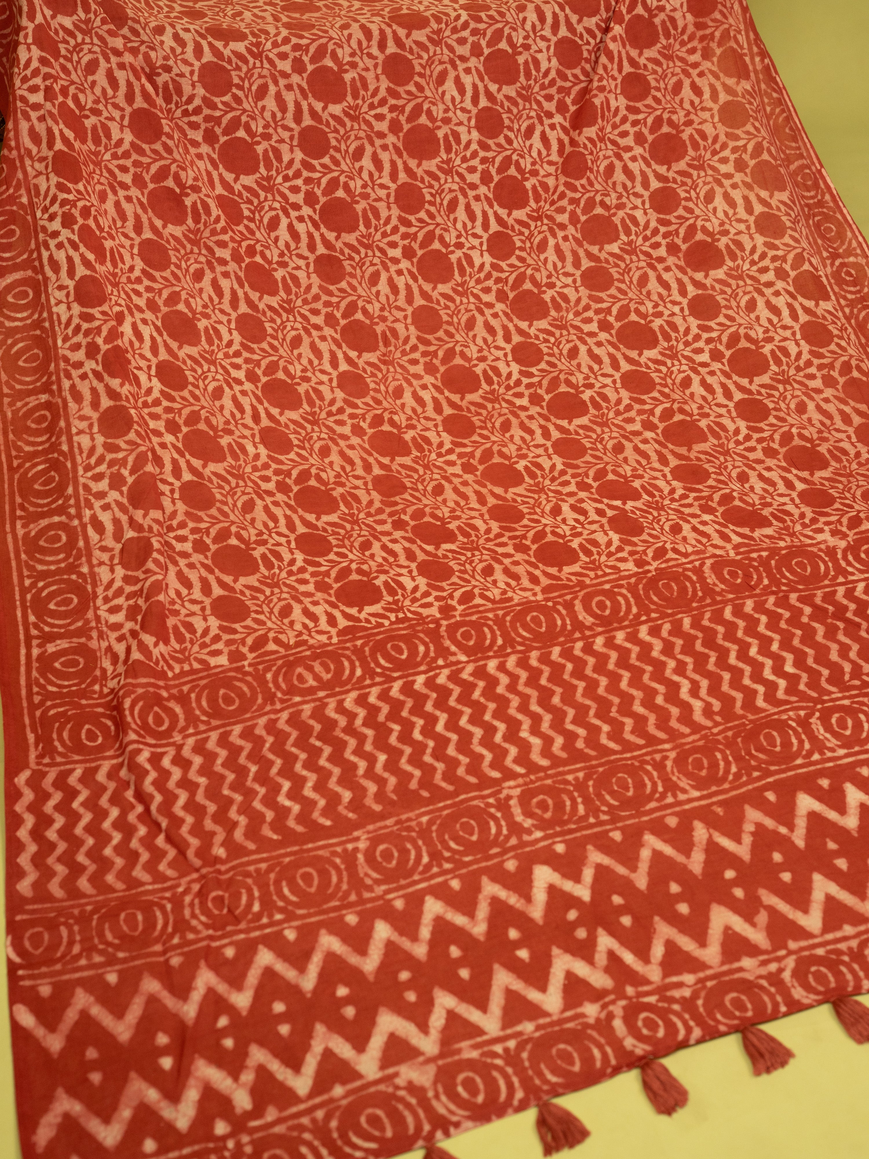 Candy Pink Cotton Block Printed Saree