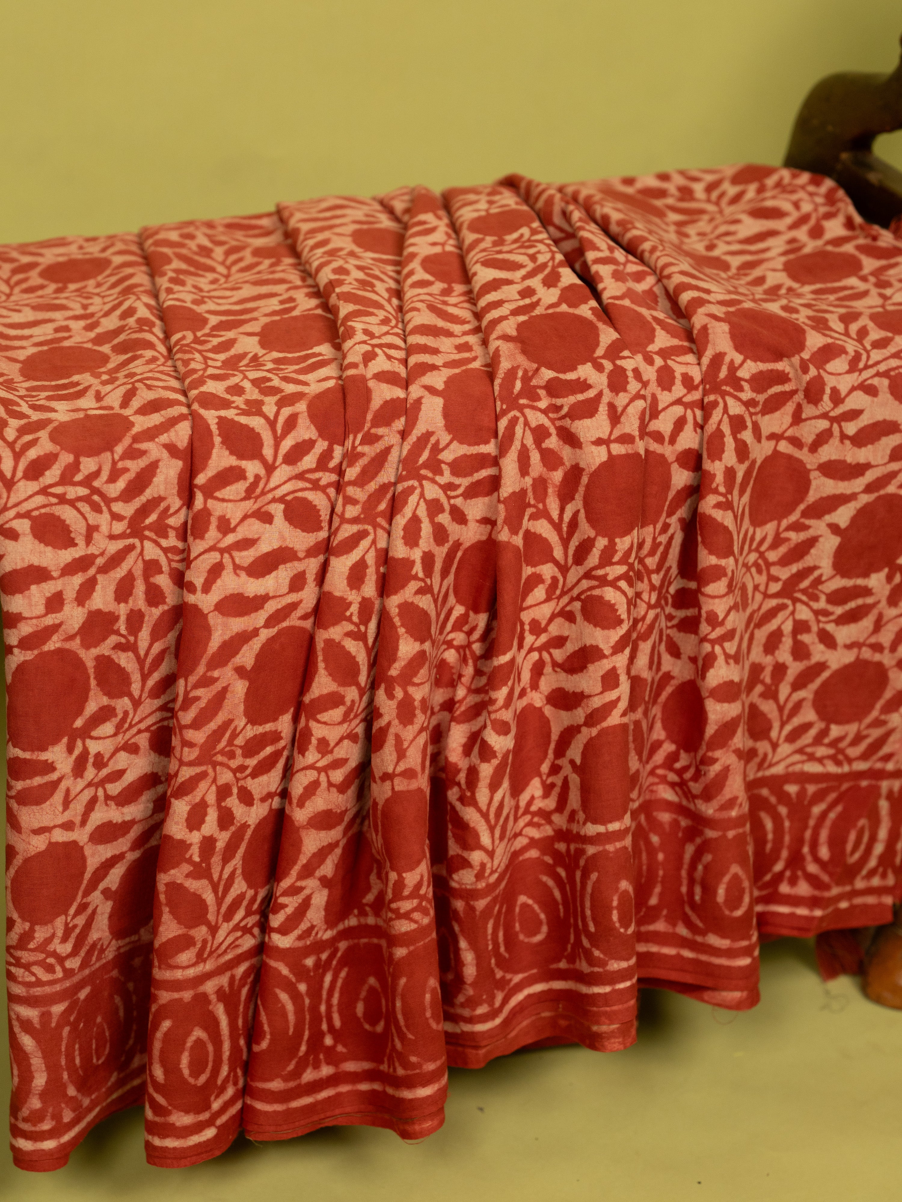 Candy Pink Cotton Block Printed Saree