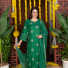 Green Chanderi Round Complete Suit Set For Women's
